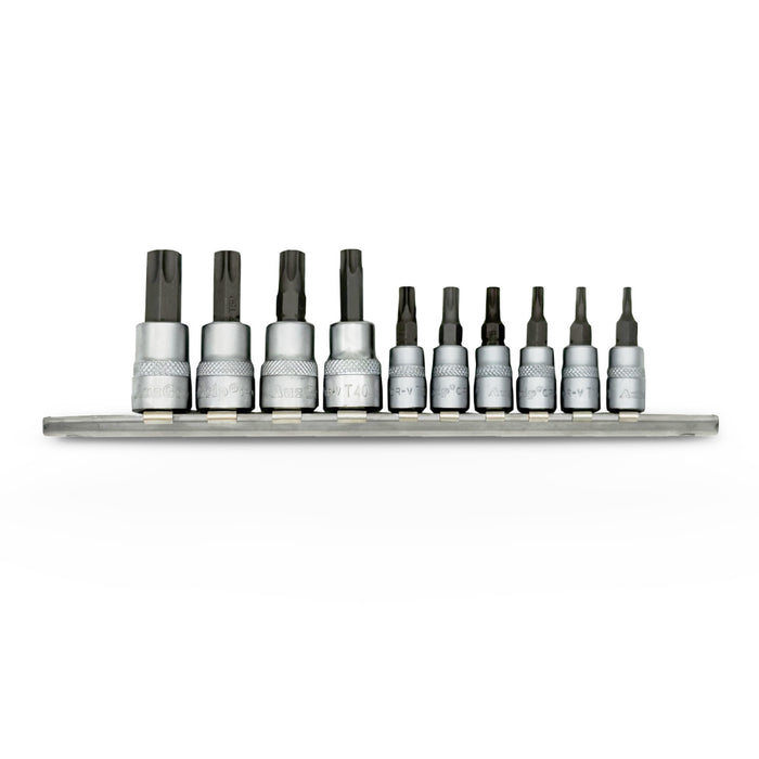 AuzGrip A71220 10 Piece 1/4" & 3/8" Square Drive Tamper Proof Torx Bit Socket Set