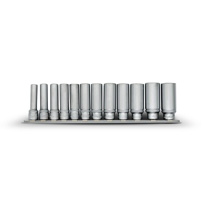 AuzGrip A75452 12 Piece Metric 6 Point 3/8" Square Drive Deep Socket Set