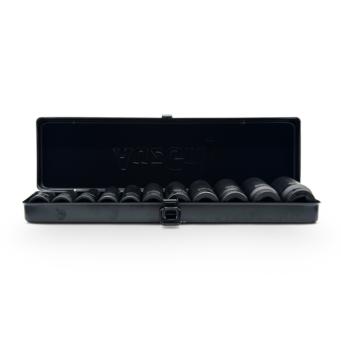 AuzGrip A84611 11 Piece SAE 6 Point 1/2" Square Drive Deep Impact Socket Set