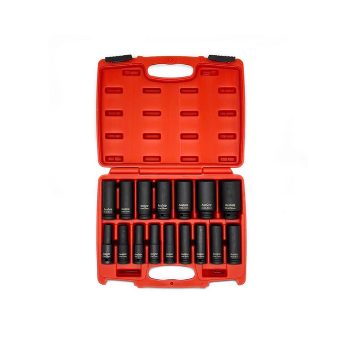 AuzGrip A84616 16pc Deep Impact Socket Set + A84869 Adaptor & Extension Set Bundle