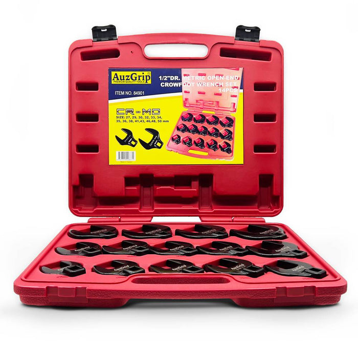 AuzGrip A84901 14 Piece 1/2" Square Drive Open-End Impact Crowfoot Spanner