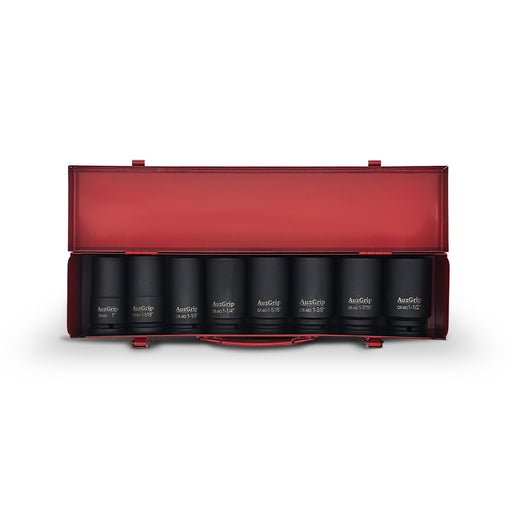 AuzGrip A86608 8 Piece SAE 6 Point 3/4" Square Drive Deep Impact Socket Set