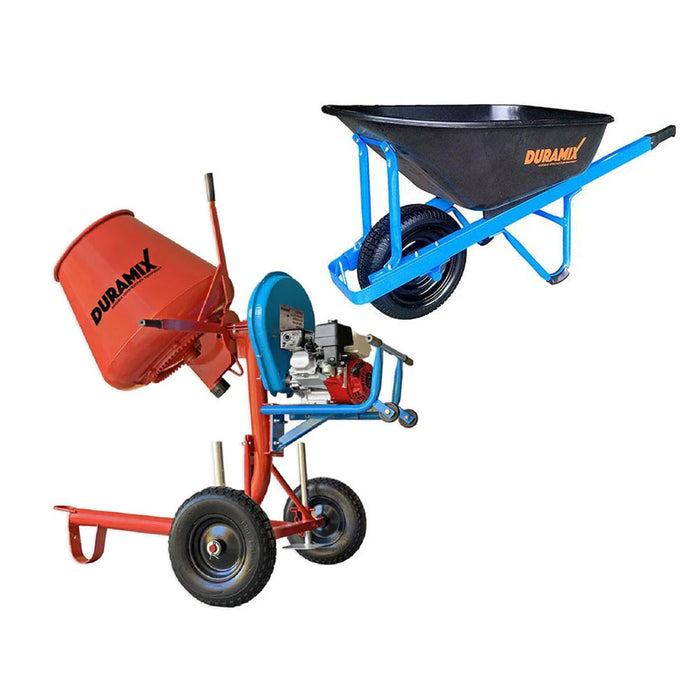 Duramix DMBM35HONDA 100L Honda Cement Mixer + DMCPT100FF Poly Wheelbarrow Bundle