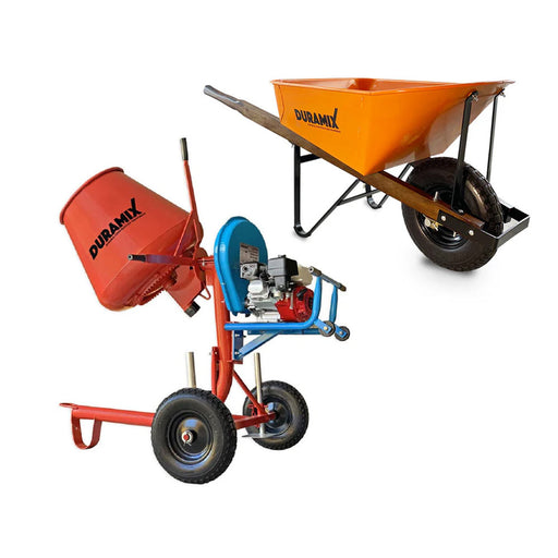 Duramix DMBM35HONDA 100L Honda Cement Mixer + DMFS100FF Steel Wheelbarrow Bundle