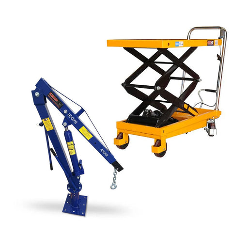 Grip 18084 900kg Ute Crane and 52015 Double Scissor Lift Table Bundle