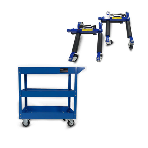 Grip 19011 Vehicle Positioning Jack Set and 52025 Mobile Trolley Cart Bundle