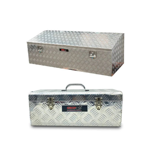 Grip 29341 Low Profile Site Tool Box and 29334 Aluminium Tool Box Bundle