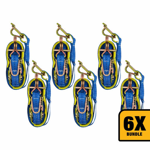 Grip 28581 750kg (0.75T) 25mm x 6M Ratchet Tie Down Strap - Bundle of 6