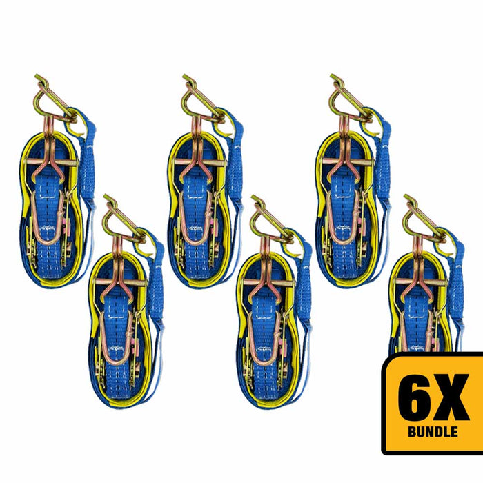 Grip 28581 750kg (0.75T) 25mm x 6M Ratchet Tie Down Strap - Bundle of 6