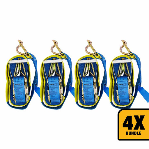 Grip 28742 2500kg (2.5T) 50mm X 9M Ratchet Tie Down Strap - Bundle of 4