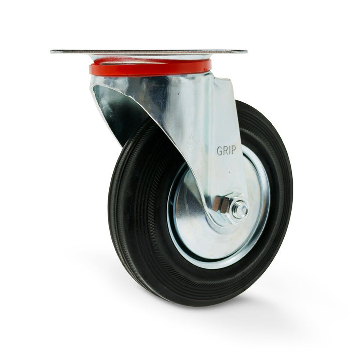 Grip 43025B 125mm 100kg Rubber Moulded Steel Core Swivel Castor