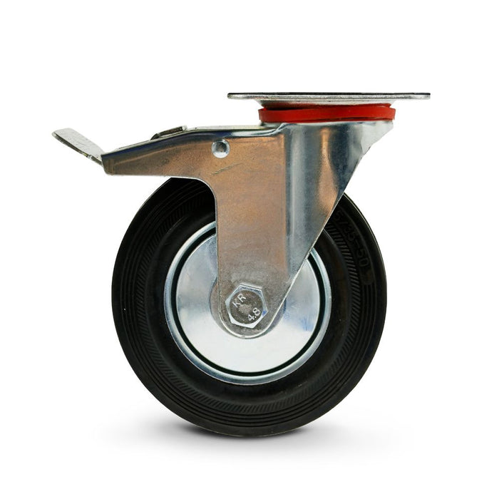 Grip 43025 100mm 70kg Rubber Moulded Steel Core Swivel Castor with Brake