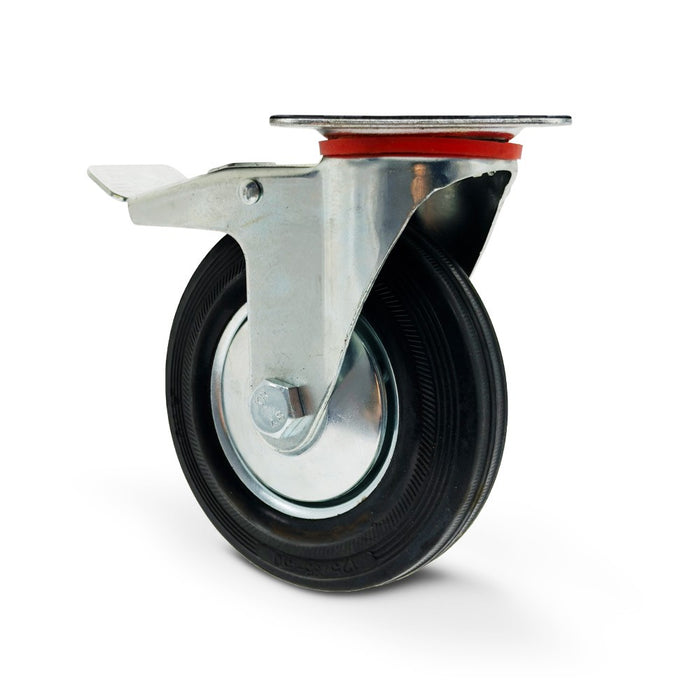 Grip 43025 100mm 70kg Rubber Moulded Steel Core Swivel Castor with Brake