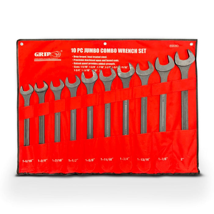 Grip 89080 10 Piece SAE Heavy Duty Jumbo Combination Spanner Set