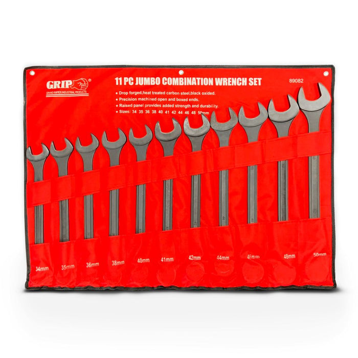 Pittsburgh P89082 11 Piece 34-50mm Heavy Duty Jumbo Combination Spanner Set