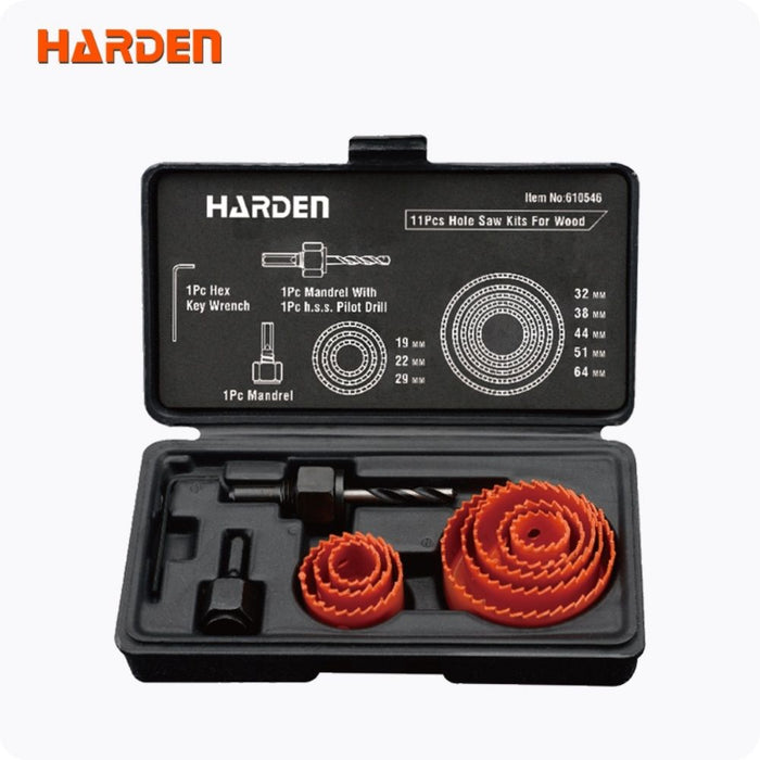 Harden 610546 11 Pieces Hole Saw Kit For Wood Front