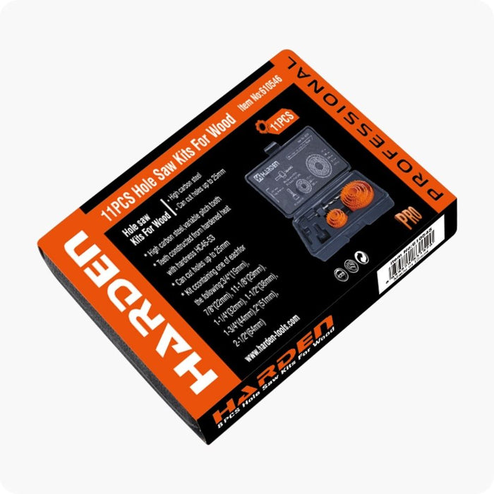 Harden 610546 11 Pieces Hole Saw Kit For Wood Packaging