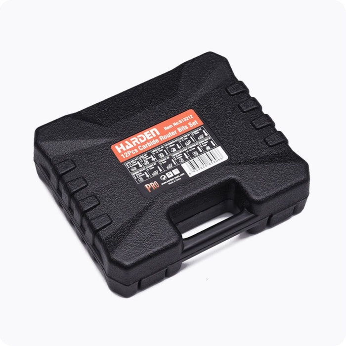 Harden 613212 12 Pieces 1/4 Shank Carbide Router Bits Set Case