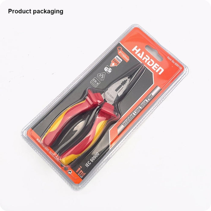 Harden 800108 8“ (200mm) Insulated Long Nose Pliers Packaging