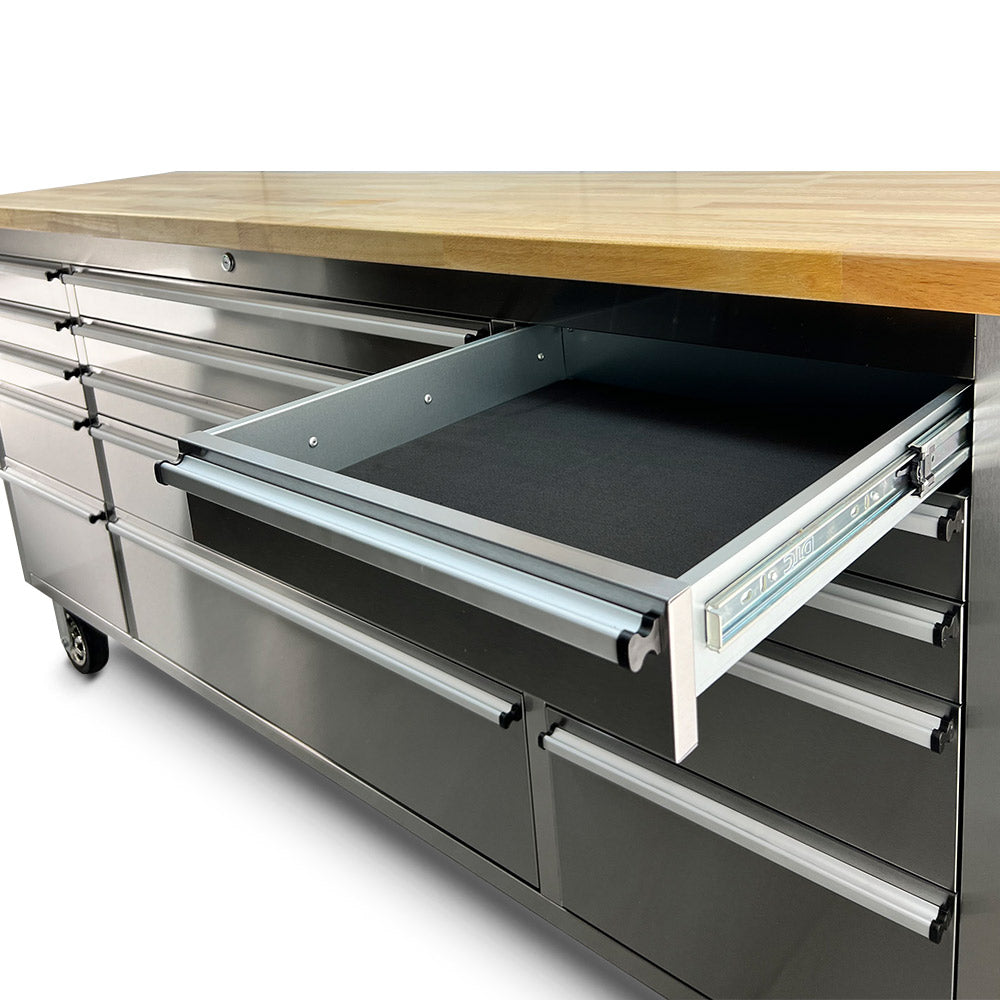 Pittsburgh P00002 72" 15 Drawer Stainless Steel Roller Tools