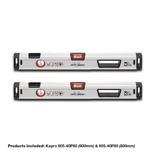 Kapro 905-40P60 (600mm) & 905-40P80 (800mm) OPTIVISION Red Condor Professional Box Level Set