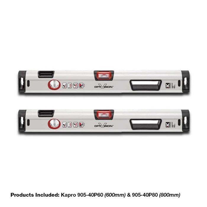 Kapro 905-40P60 (600mm) & 905-40P80 (800mm) OPTIVISION Red Condor Professional Box Level Set