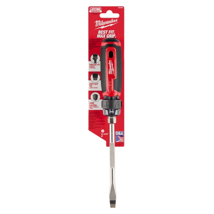 Milwaukee MT207 8mm (5/16") x 152mm USA Made Cushion Grip Slotted Screwdriver