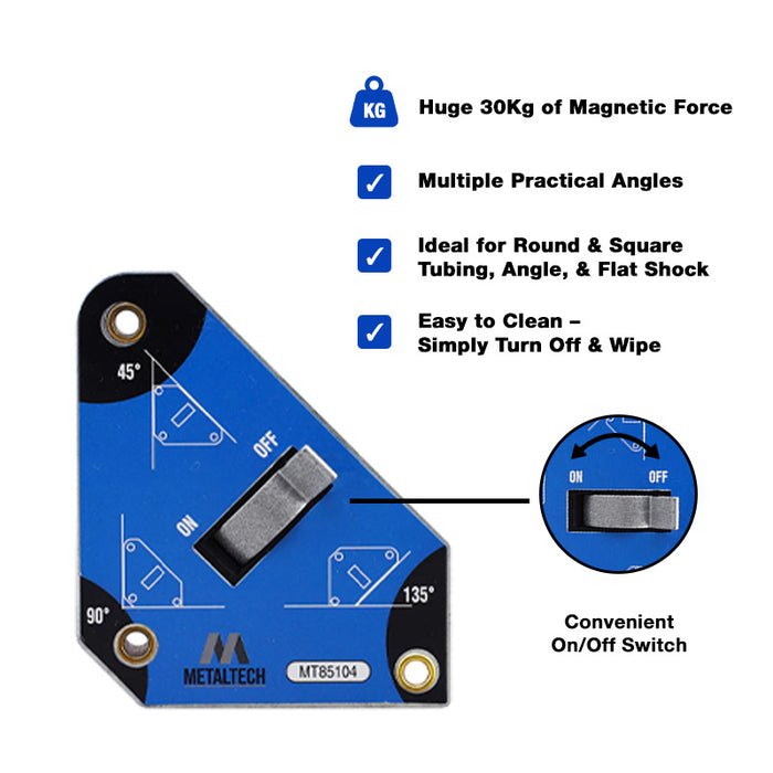 Metaltech MT85104 30Kg Small Industrial Magnetic Force On/Off Switchable Welding Clamp