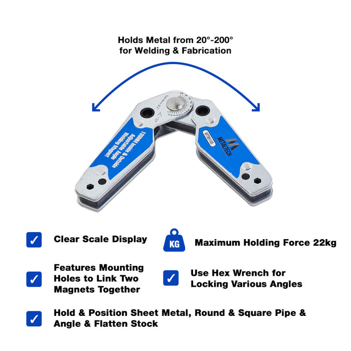 Metaltech MT85105 Industrial Adjustable Angle Small Magnetic Welding Clamp