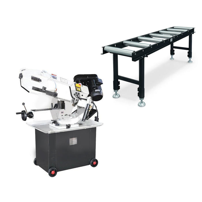Metaltech MTBS8S Metal Cutting Band Saw + MTRST607 2m Roller Conveyor Table Bundle