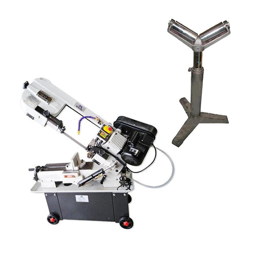 Metaltech MTMCB181 Metal Cutting Band Saw + MTRSV52 V Roller Stand Bundle