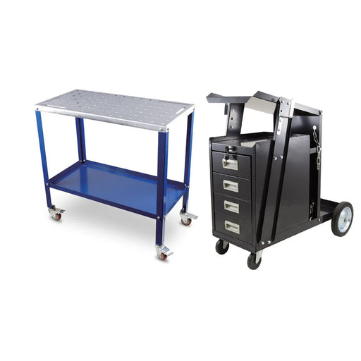 Metaltech MTWT1836 Welding Table and Grip 85169 4-Drawer Welders Cart Bundle