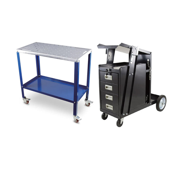 Metaltech MTWT1836 Welding Table and Grip 85169 4-Drawer Welders Cart Bundle