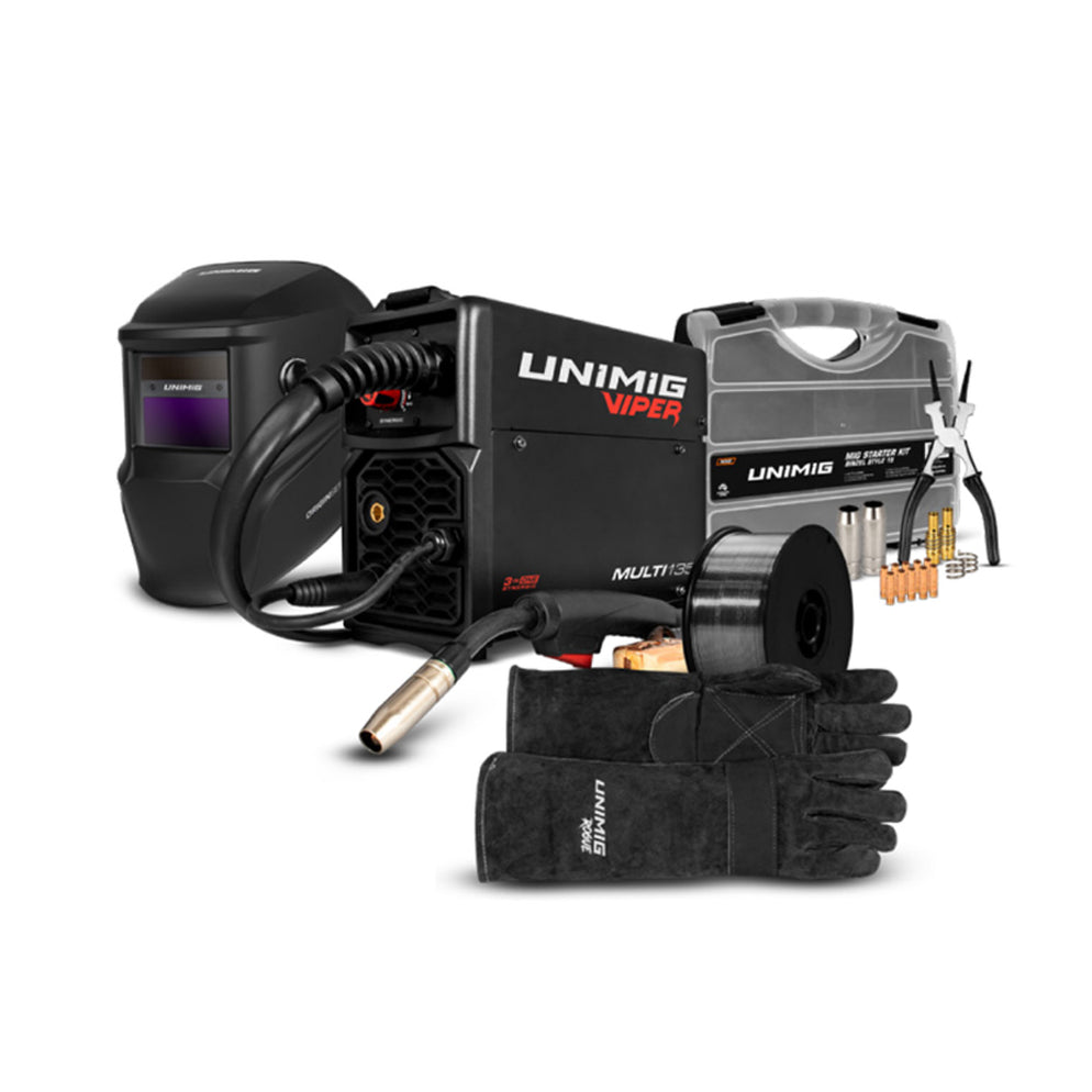 Unimig PK11100 Viper 135 Multi MIG/TIG/STICK Welder Combo Kit Tools