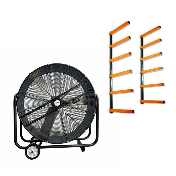 Pittsburgh PDF900 36" Industrial Drum Fan + P30001 Storage Rack (Pair) Bundle