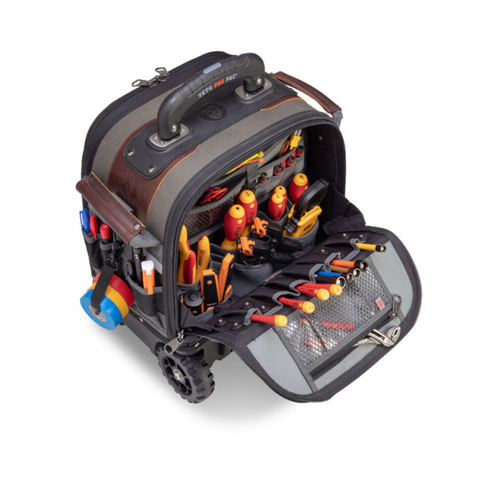 Veto Pro Pac VETOTECHLCWHEELER 480mm x 430mm x 320mm 64 Pocket TECH-LC Tech Tool Bag With Wheels & Retractable Handle