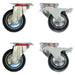 Grip 43023BD 4 Piece 100mm Rubber Mould Steel Core Swivel Castor Set with Brakes