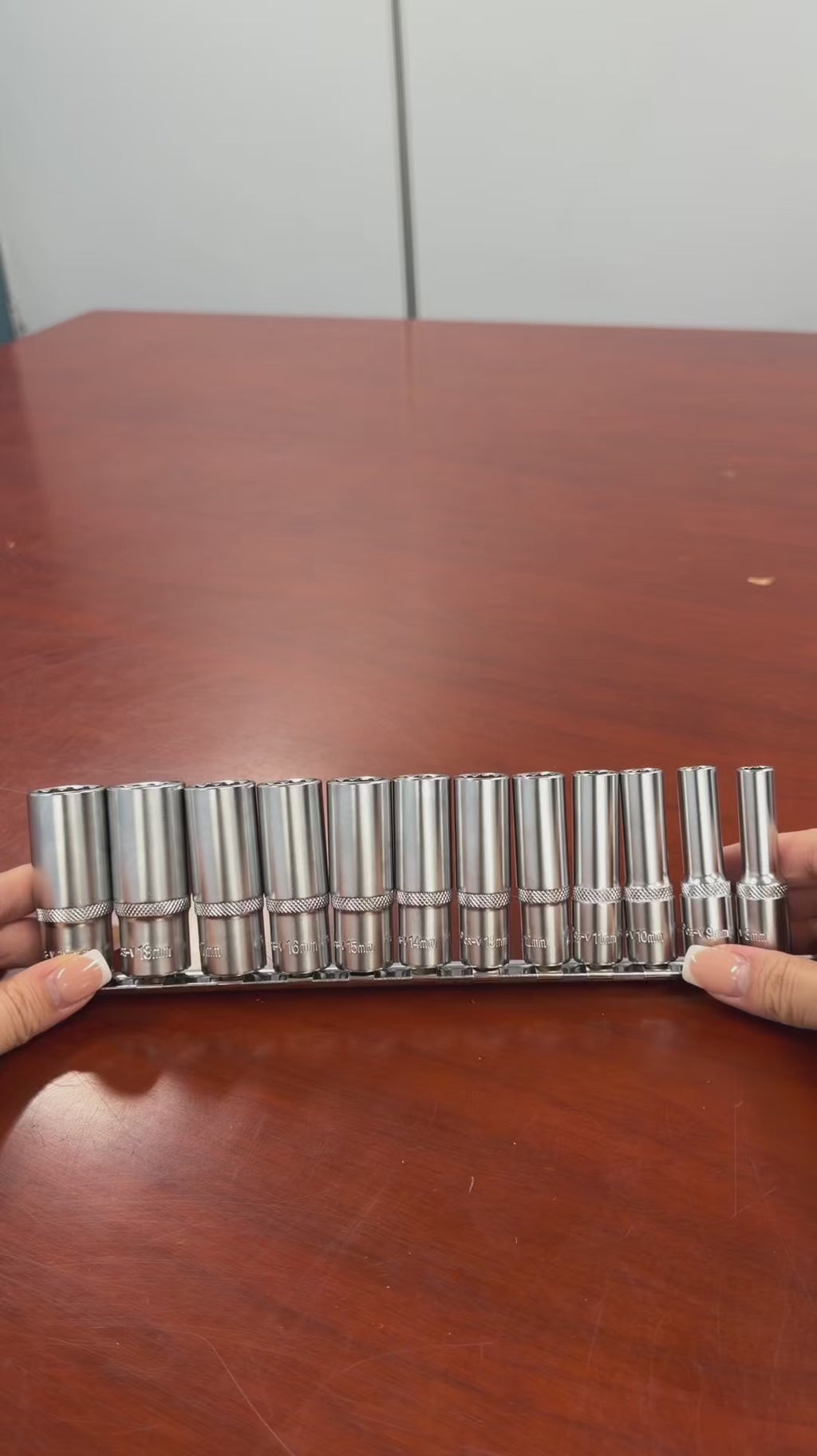 AuzGrip A75450 12 Piece Metric 12 Point 3/8" Square Drive Deep Socket Set