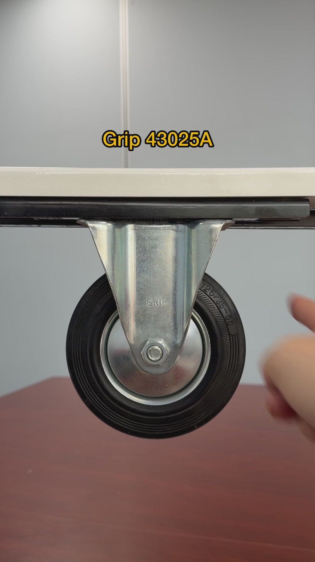 Grip 43025A 125mm 100kg Rubber Moulded Steel Core Fixed Castor