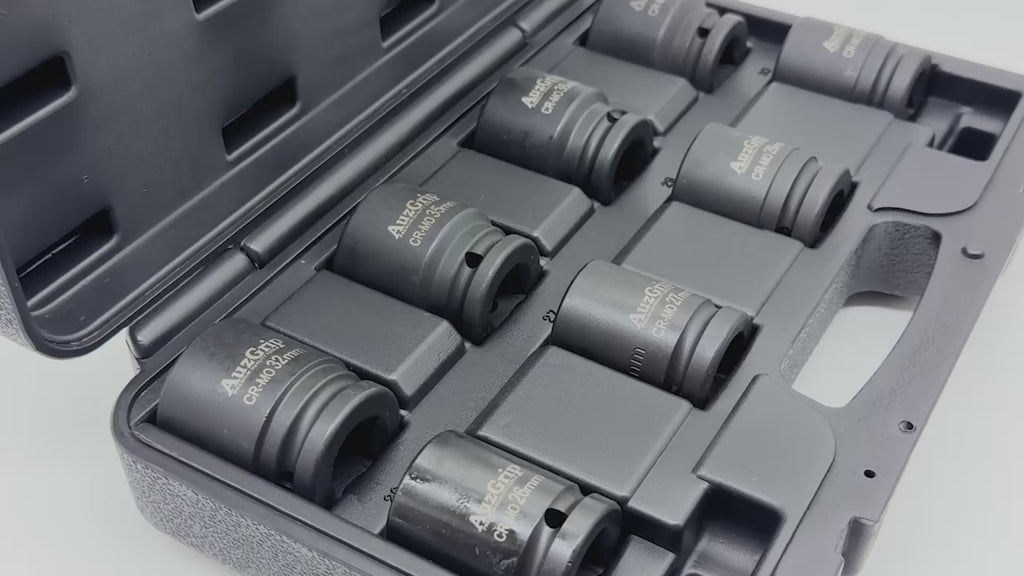 AuzGrip A86607 8 Piece Metric 6 Point 3/4" Square Drive Impact Socket Set
