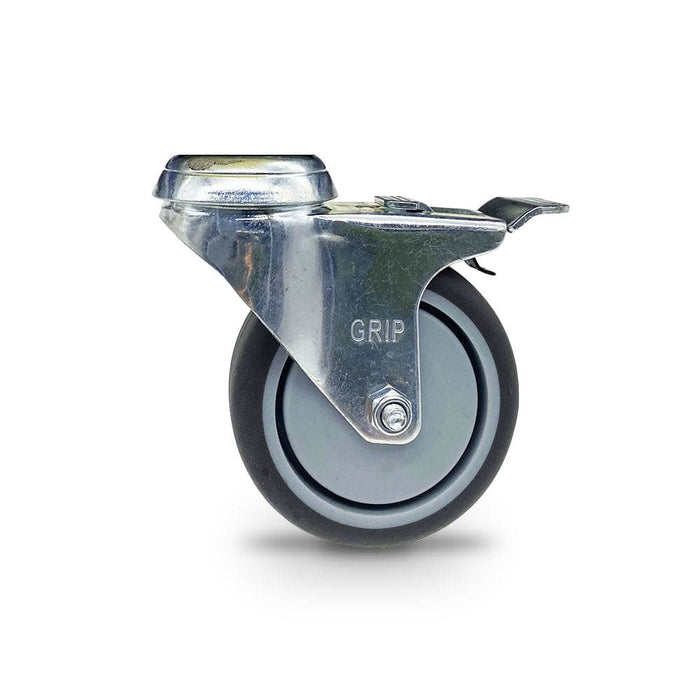Grip Grip 42007 75mm 70kg Institutional Grey TPR Swivel Castor with Brake & Bolt Hole