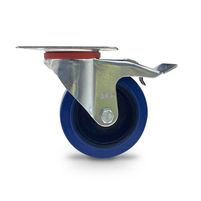 Grip Grip 43003 100mm 100kg Blue Elastic Rubber Nylon Core Swivel Castor with Brake