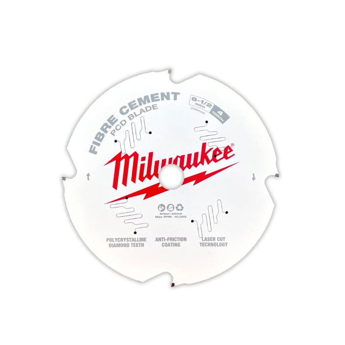 Milwaukee 48408675 165mm (6-1/2") 4T Fibre Cement PCD Circular Saw Blade