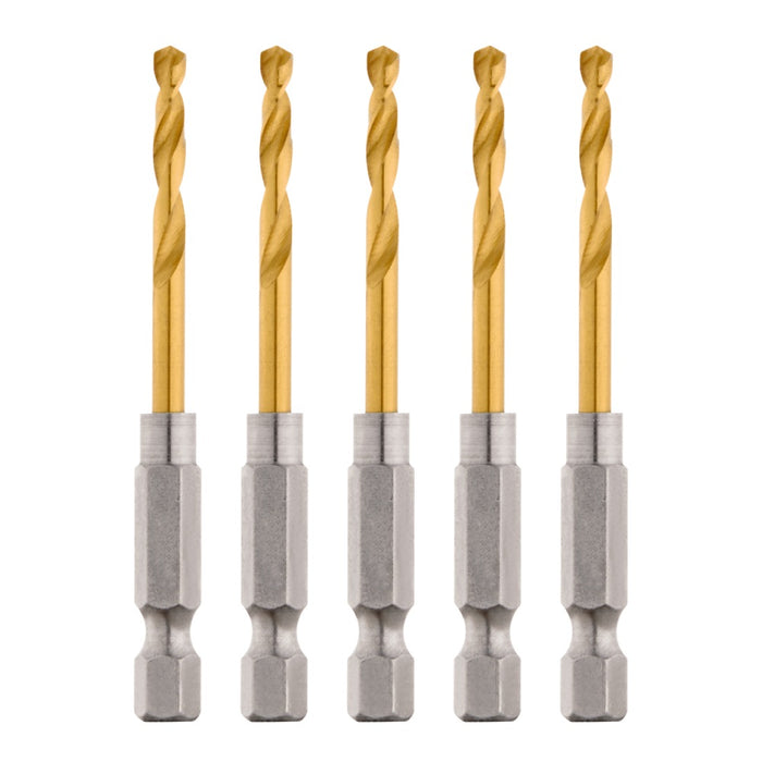 Milwaukee 48894906 5 Pack 3.2mm SHOCKWAVE Red Helix Titanium Drill Bits