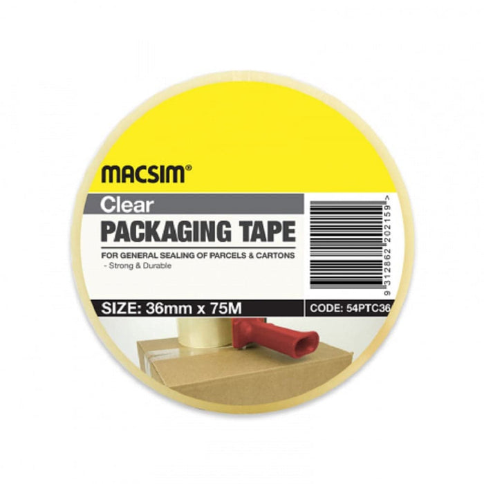 Macsim 54PTC36 36mm x 75mm Clear Packing Tape
