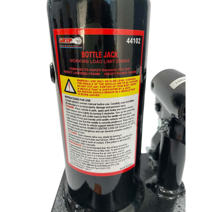 Grip Grip 44102 2000kg (2T) Hydraulic Bottle Jack