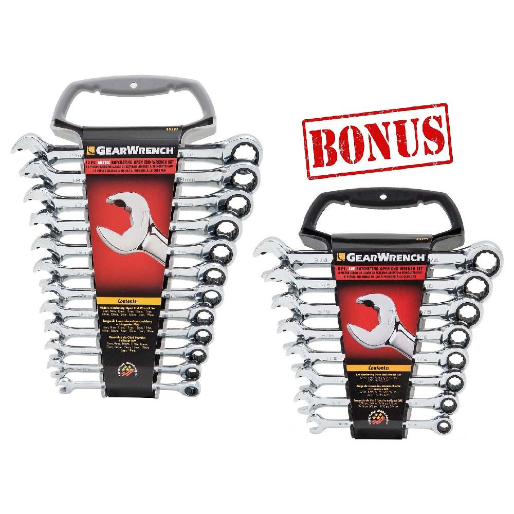 GearWrench 85597BW 12 Piece Metric Open End Ratchet Spanner Set with