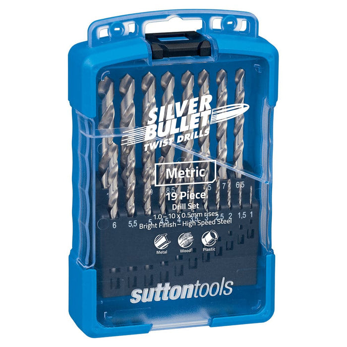 Sutton Tools D101SM2 19 Piece Metric Silver Bullet Jobber Drill Bit Set