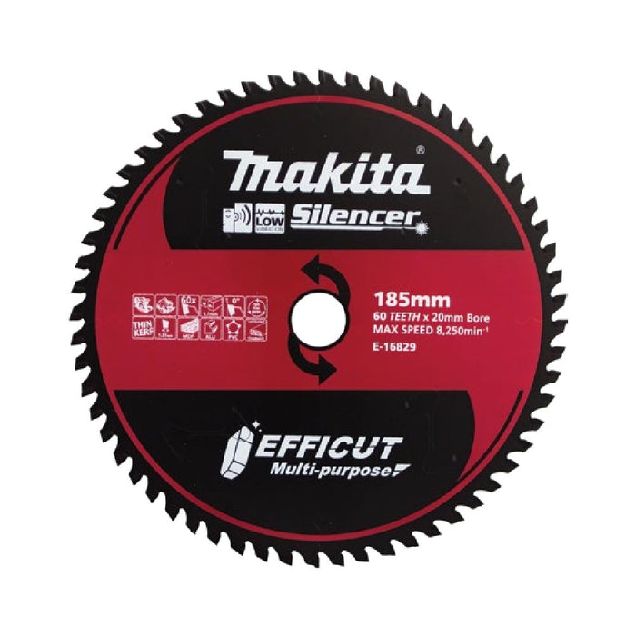 Makita E-16829 185mm x 20 x 60T Efficut Multi Cut TCT Blade