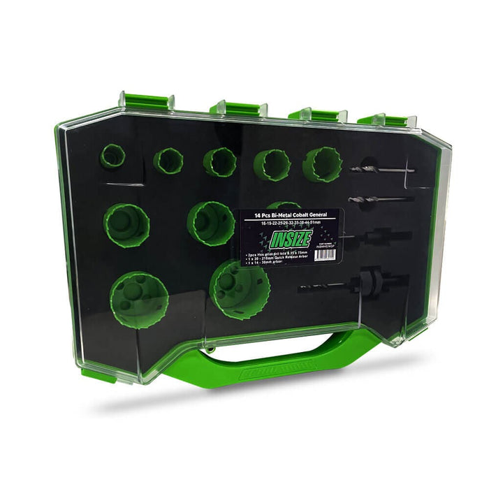 Insize INBMHS14GP 14 Piece Bi Metal Cobalt General Purpose Holesaw Set CloseCase